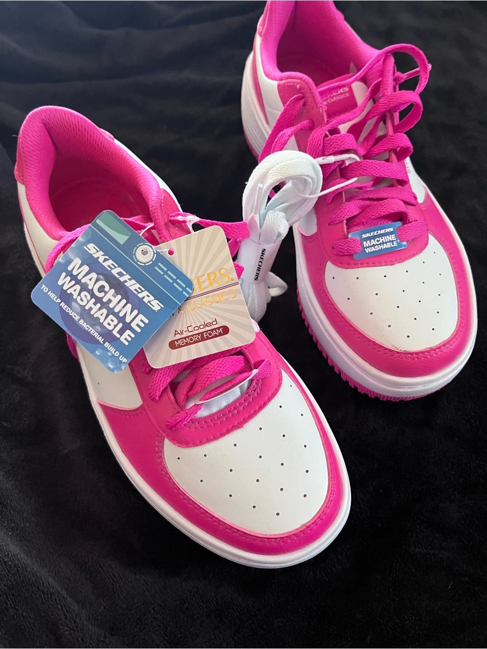 Skechers Women's Hot Pink and White Low-Top Sneakers